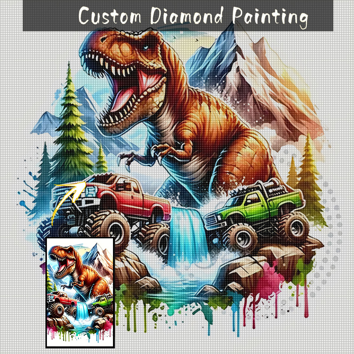Dinosaur And Craft - مجموعة أدوات الرسم بالألماس ثلاثي الأبعاد