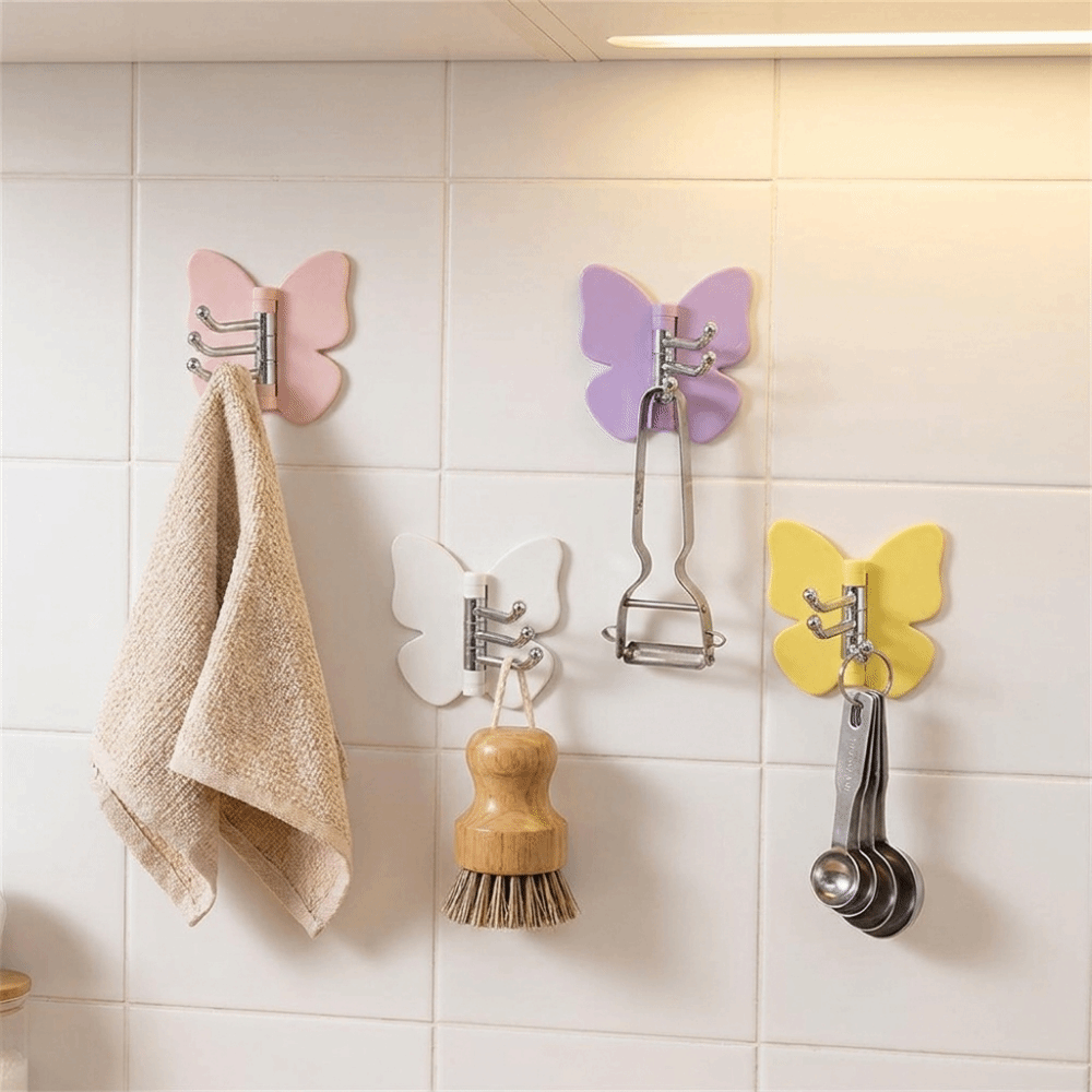 Art Craft Butterfly - 4 قطع من خطافات الحائط البلاستيكية