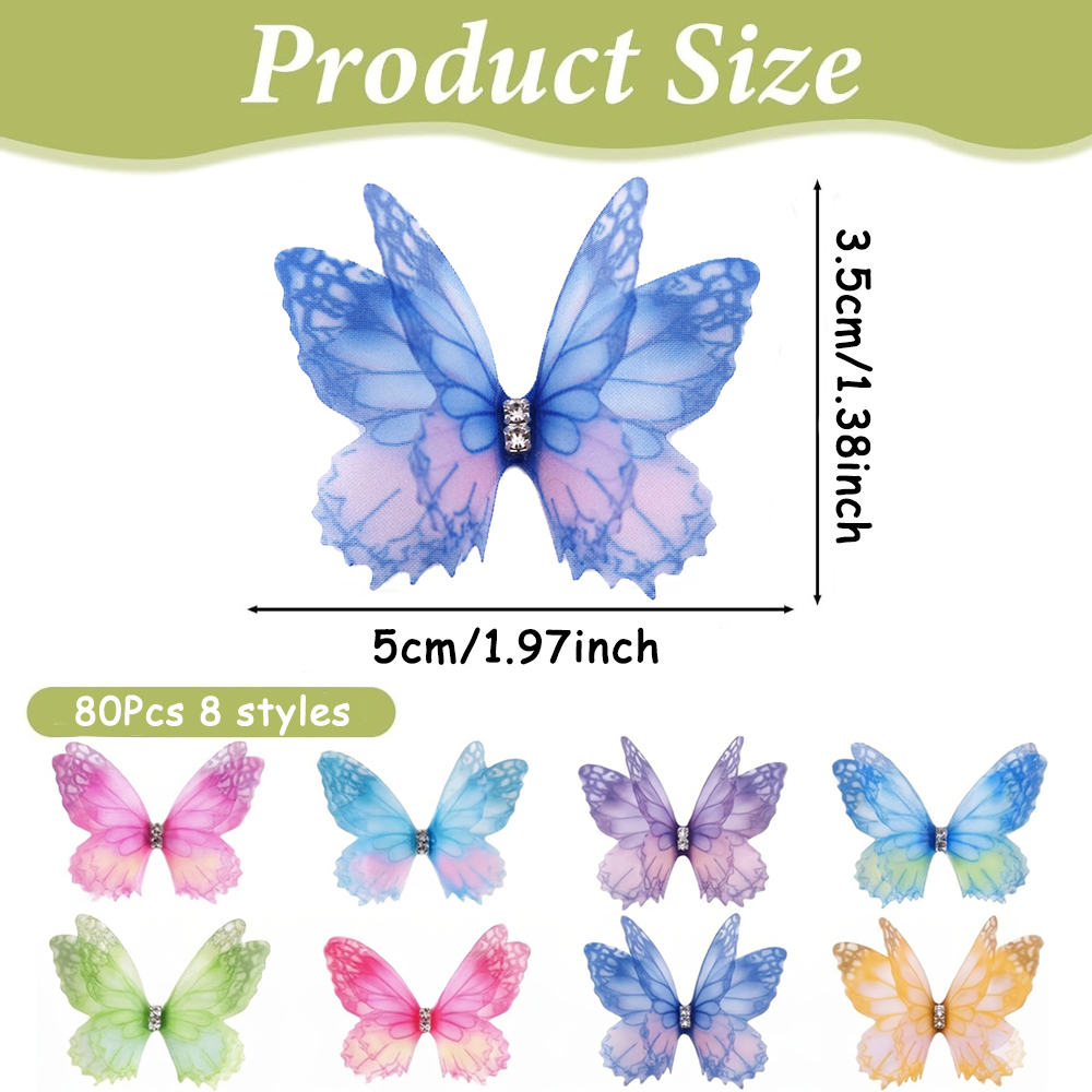 80 قطعة من فراشات الأورجانزا ل - مراجعة Art Craft Butterfly وسعره